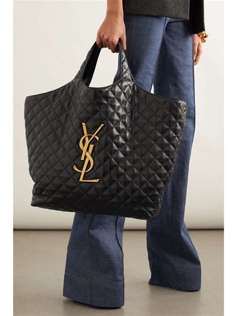 ysl reversible tote in black and beige leather|YSL large quilted tote bag.